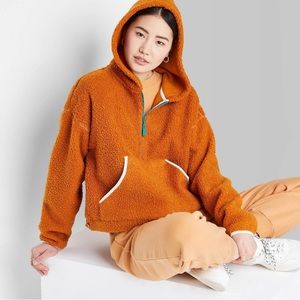 Fable Rust Sherpa Orange Cropped Jacket/Hoodie